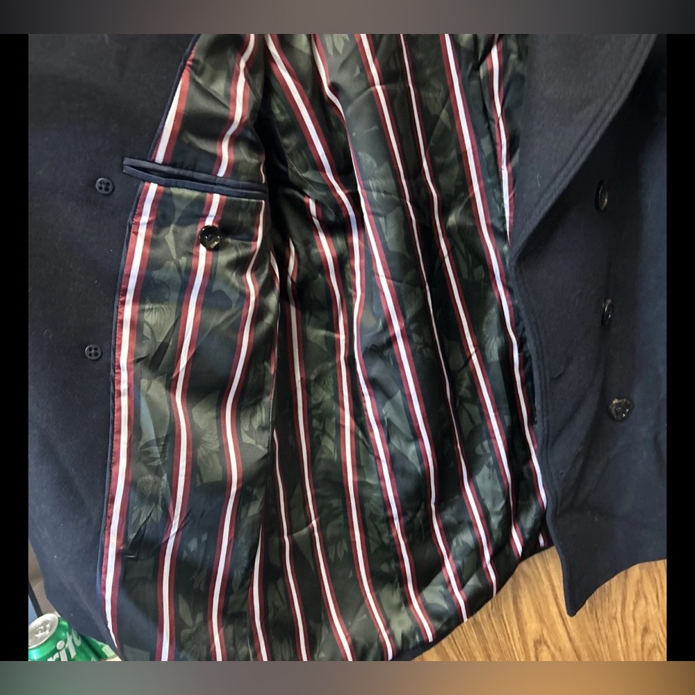 Ted Baker London Men's Zachary Double Breasted Black Overcoat Italy Wool 5(XL) - Picture 6 of 9